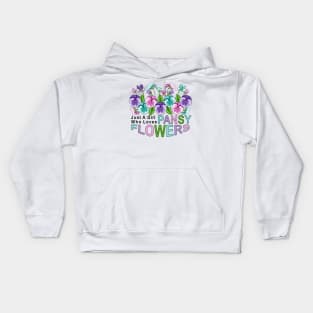 Just A Girl Who Loves Pansy Flowers Kids Hoodie